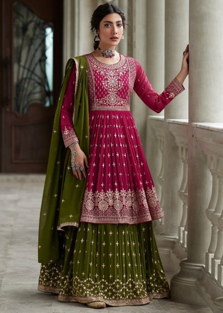 Green Color Organza Mehndi Wear Lehenga