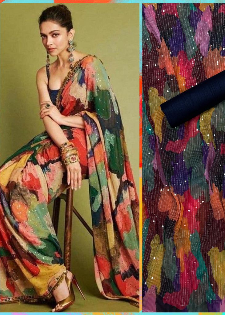 Alia Bhatt Ombre Multi Colored Georgette Saree Three tone saree-Tum Ky