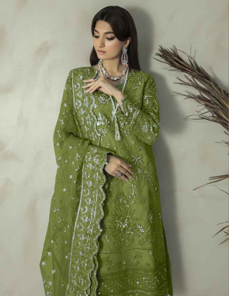 Buy Mehendi Sequins Georgette Readymade Sharara Suit - Koskii