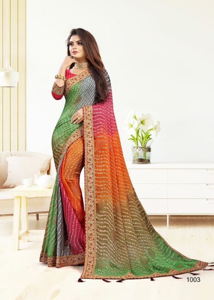 Buy Online Multi Colour Color Bandhani Saree : 223801 -