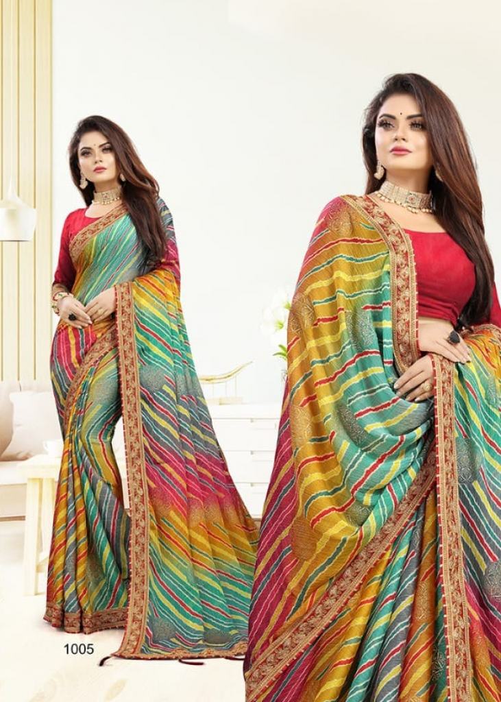 Party Wear Green and Black Ladies Double Shade Chiffon Saree, Size: 6 M ( saree), With Blouse Piece at Rs 340 in Surat