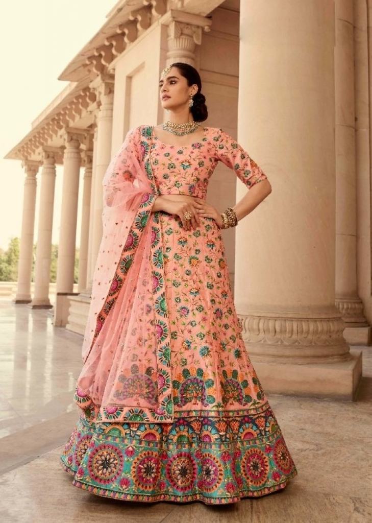 Pink Blush Lucknowi Sequins & Zardosi Embroidered Montone Lehenga Set – 101  Hues