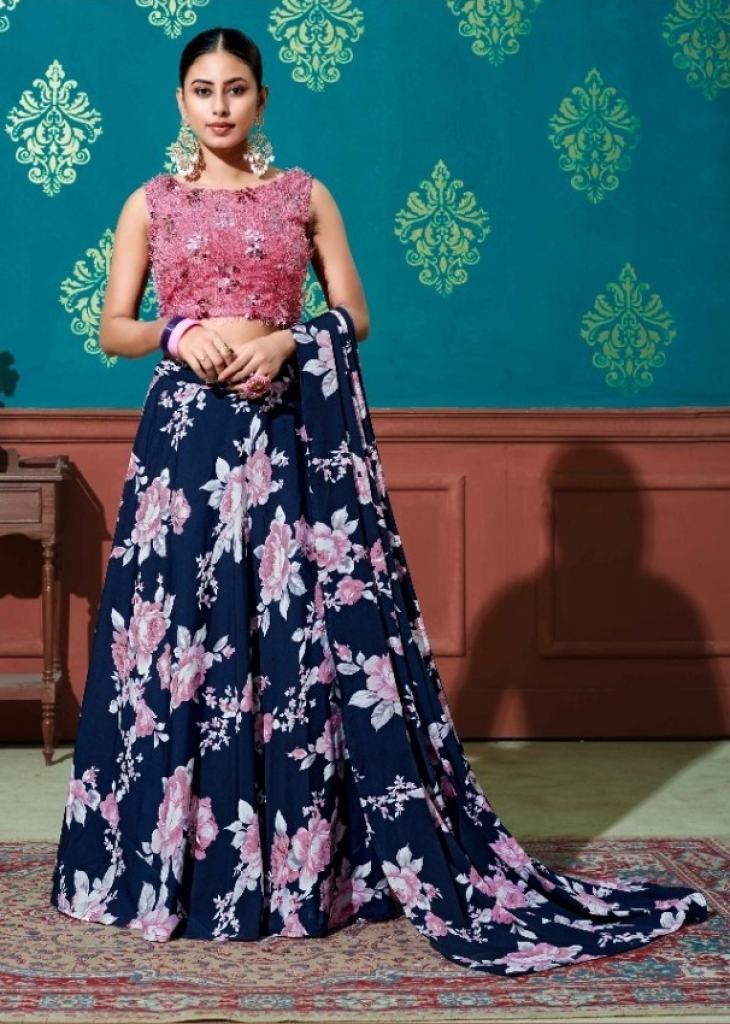 Navy Blue And Pink Color Designer Wedding Lehenga Choli :: MY SHOPPY LADIES  WEAR