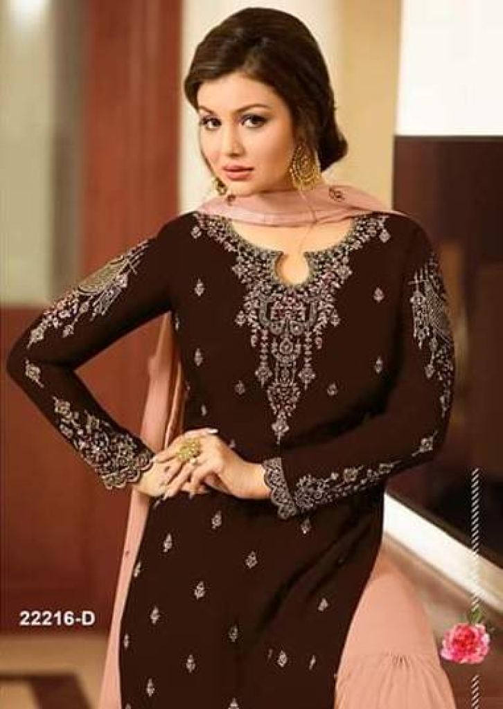 Ramsha Coffee Brown Karandi Suit | Pakistani Winter Dresses