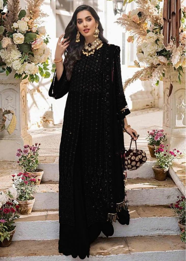 Black georgette Alia cut dress- Delaney (with dupatta) | Kulina® – KULINA