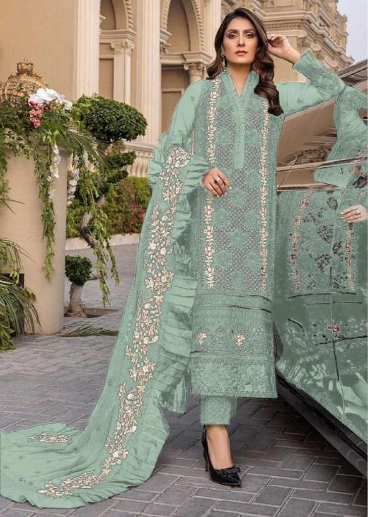 Charming Pista Green Heavy Pakistani Anarkali Gown
