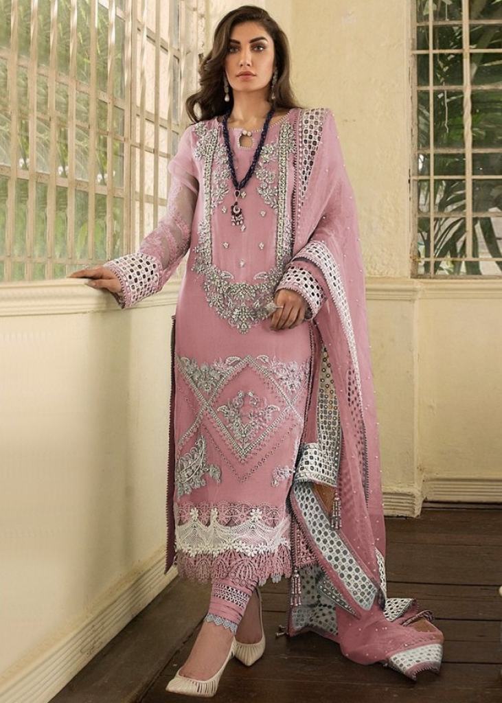 Embroidered With Stone Work Net Dress Material for Women Semi-Stitched -  Shree Sarvottam - 3485053