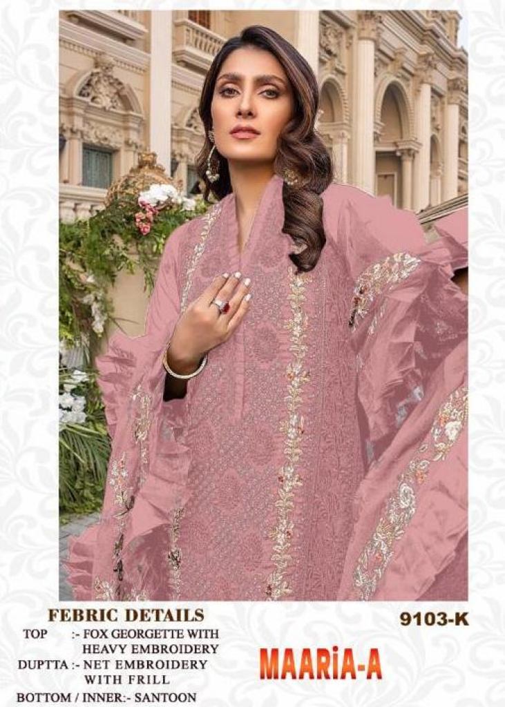 Shop Online Faux Georgette Pink Embroidered Pant Style Suit : 186801 