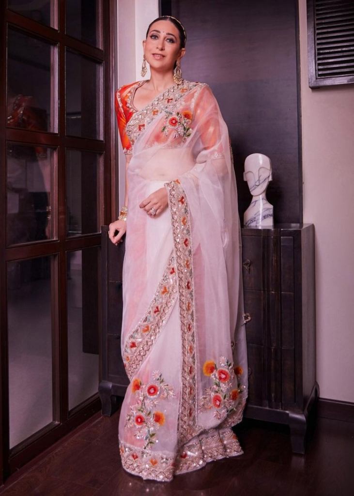 Women's Sombi Box White Organza Saree - Vamsee | Organza saree, Organza  silk saree, Boutique dress designs