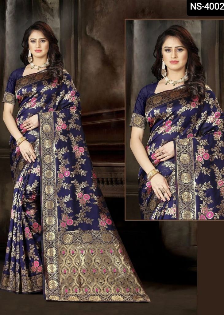 Buy Esena Textiles Women's Banarasi Heavy Silk Saree with Unstitched Blouse  Piece (Red & Blue) Online at Best Prices in India - JioMart.