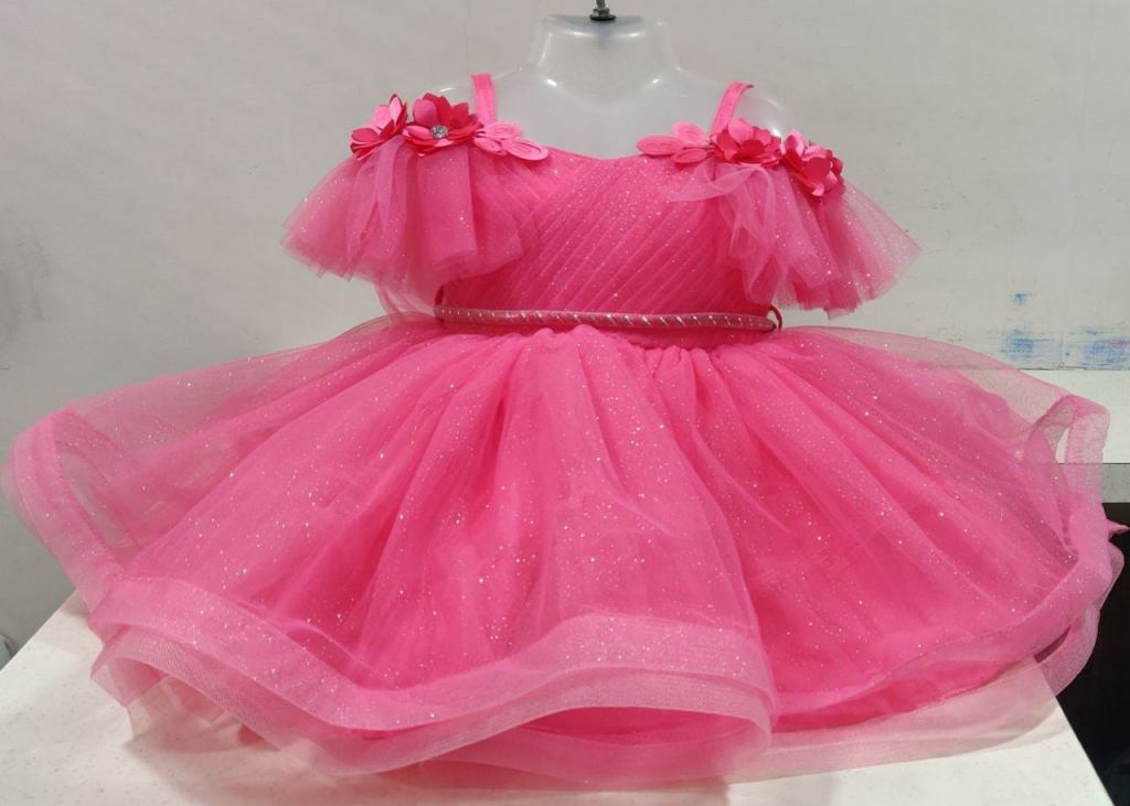 Buy RG Collection Embellished, Self Design Baby Girls Dress (Pink, 0-3  Months) at Amazon.in