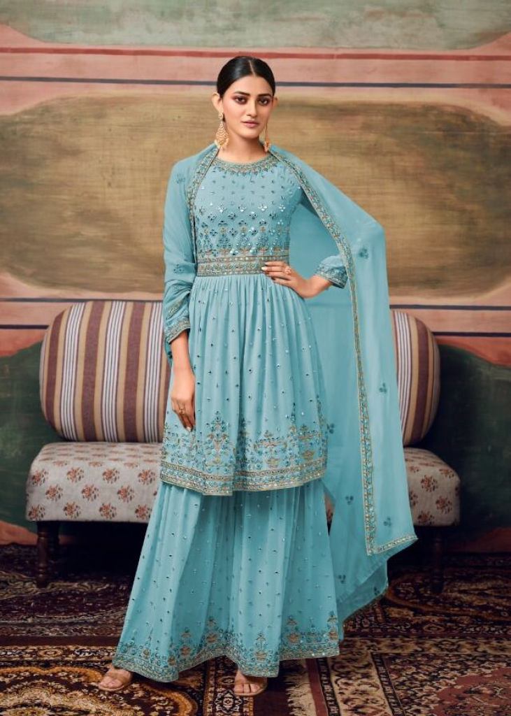 Shop Blue Designer Palazzo Suit Online : 114272 - Salwar Kameez