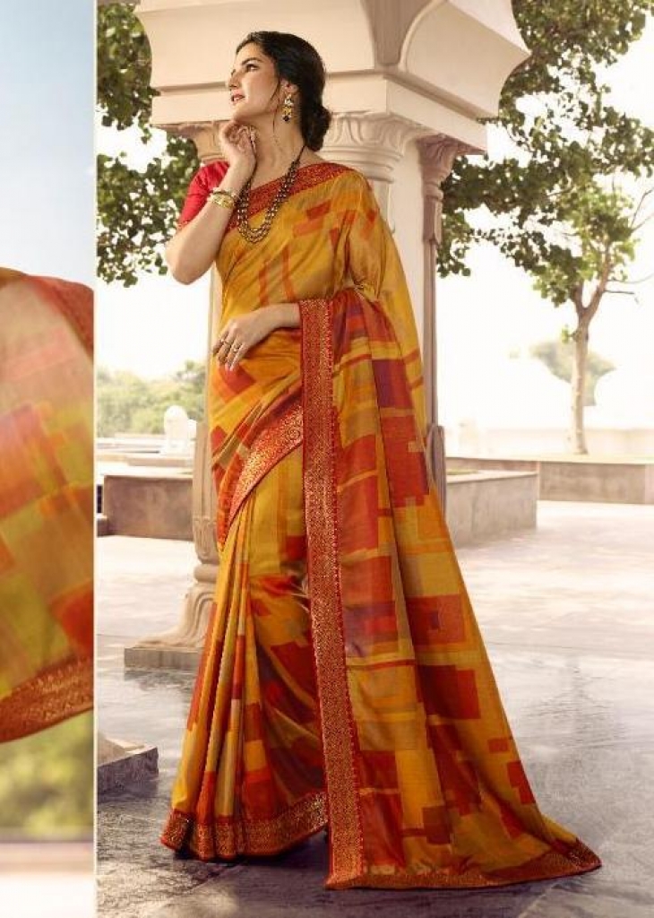 Floral Pink and Yellow Festival Designer Half N Half Saree -