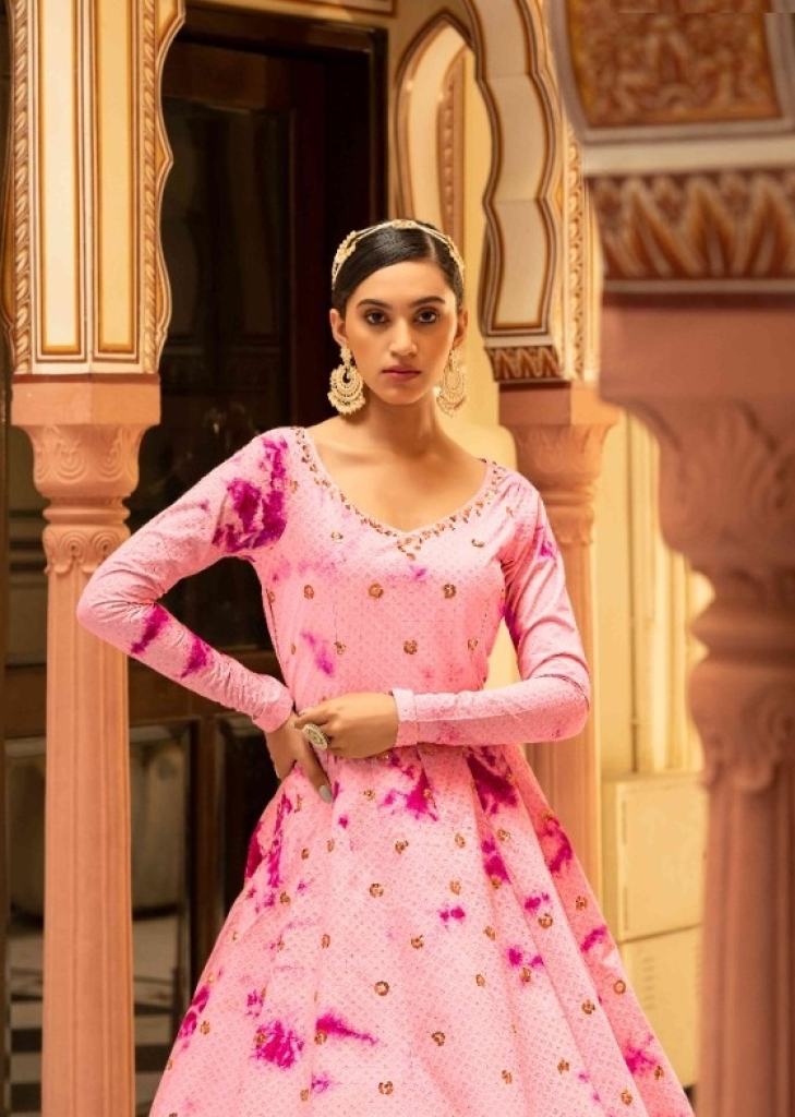Minakshi Heavy Faux Georgette Designer Anarkali Gown Pink Color DN 1438