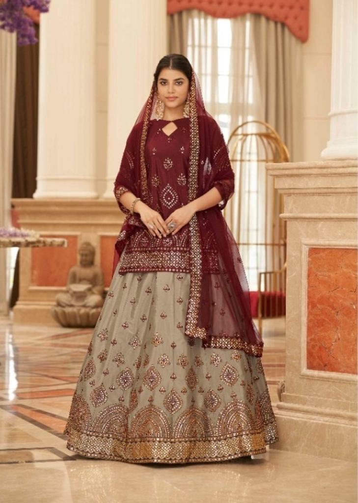 Velvet Bridal Lehenga Choli in Maroon color – Dulhan Exclusives