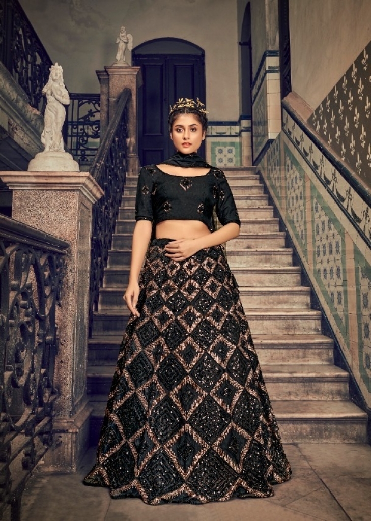 Black Colour & Sequence 9mm Work Embroidered Party Wear Lehenga choli