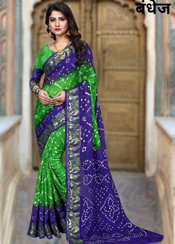 blue bandhani saree | bandhani designer | silk bandhani|