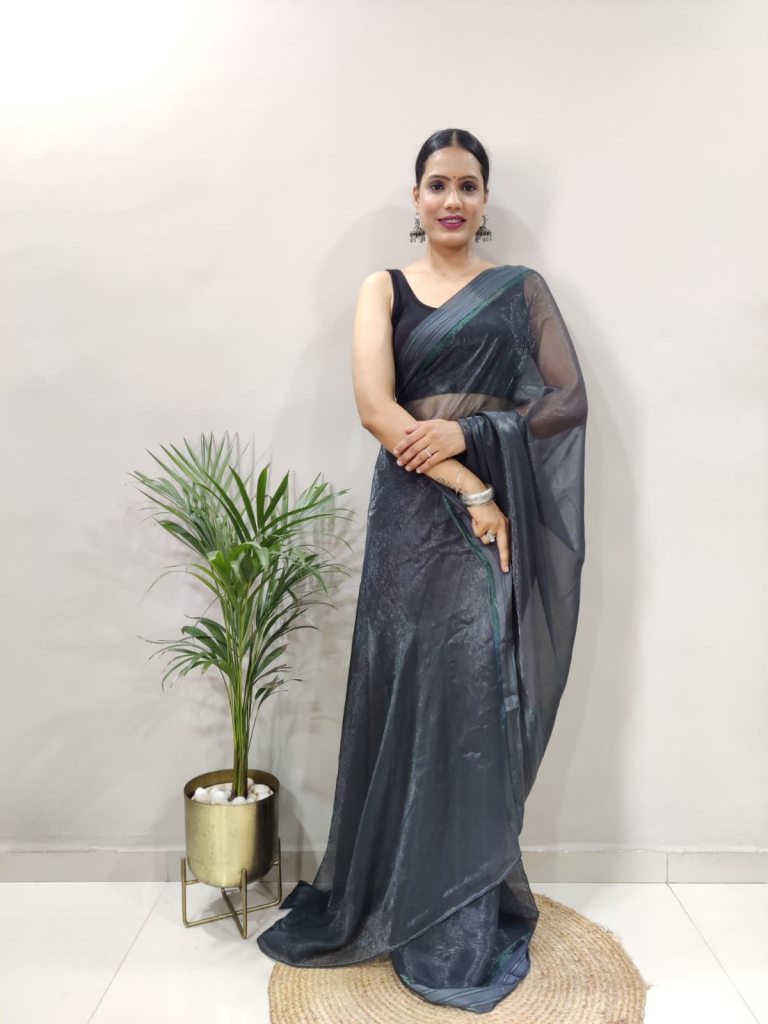 Sidhidata Textile Women's Plain Organza Saree With Unstitched Blouse Piece  (Organza Black + Belt_Black_Free Size) : Amazon.in: Fashion