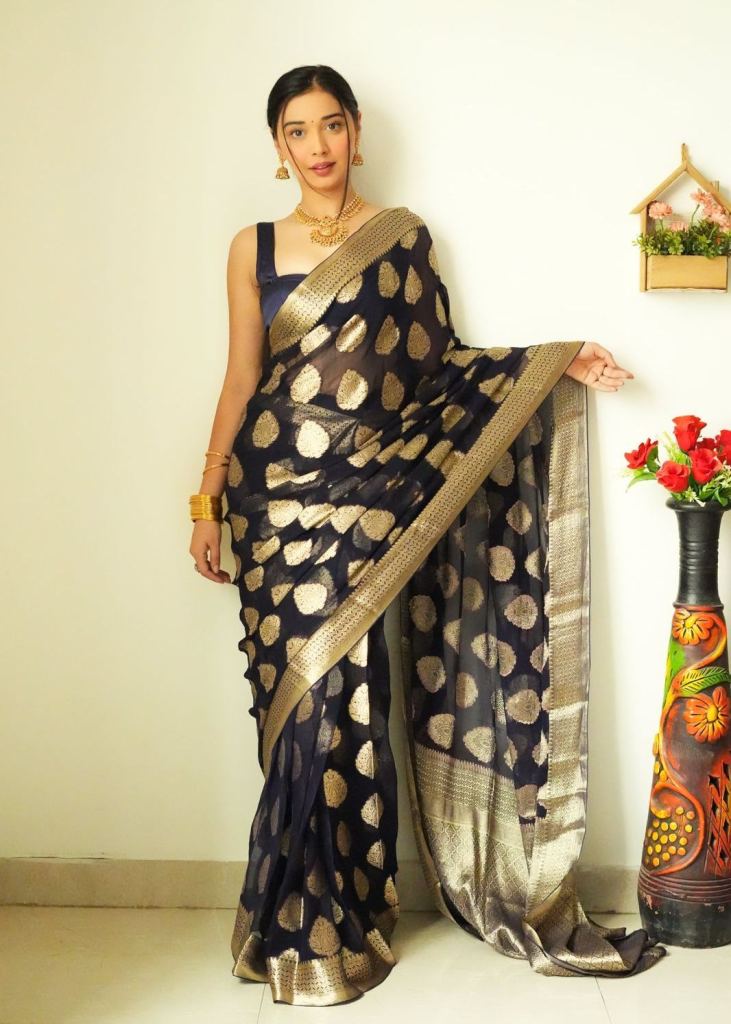 Naturally Dyed Ready To Wear Pure Assam Handloom Cotton Saree