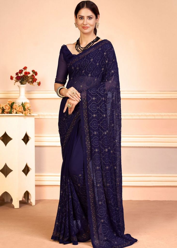 Blue color Silk Classic Designer Saree with Digital Print