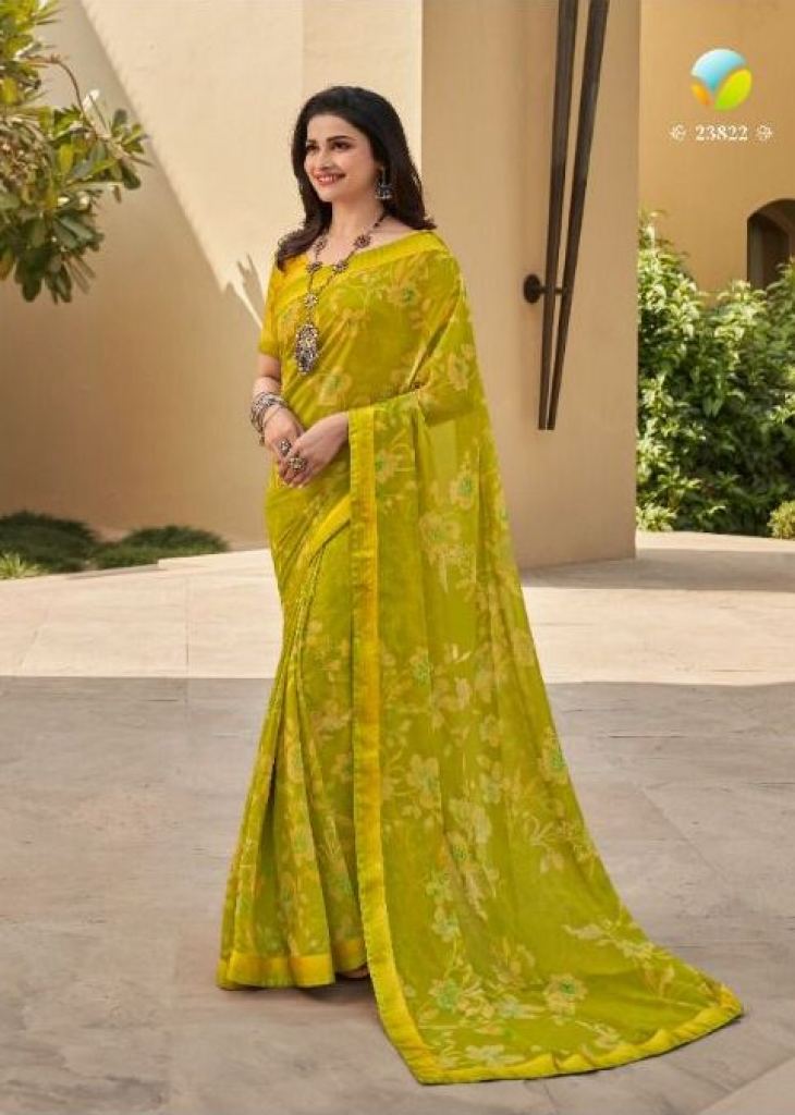 Yellow Colour Georgette,Silk Indian Designer Saree.