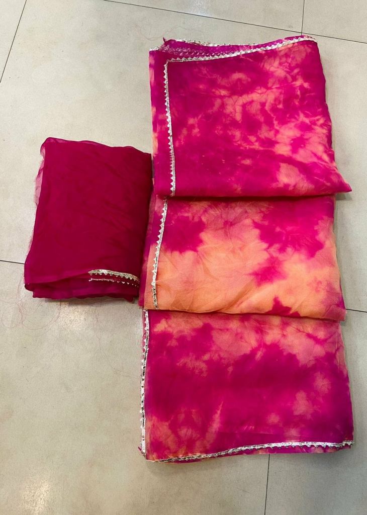 Skye Navy & Pink Shibori Print Modal Satin Sarong Saree – ONE MINUTE SAREE