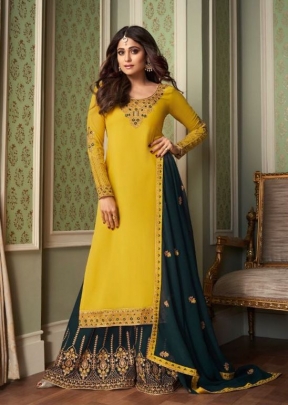 AASHIRWAD CRYSTAL REAL GEORGETTE SALWAR SUIT DN 8430 YELLOW