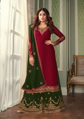 AASHIRWAD CRYSTAL REAL GEORGETTE SALWAR SUIT DN 8431 MAROON