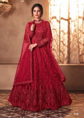 AASHIRWAD SAYURI MAJESTY BUTTERFLY NET SALWAR SUIT DN 118 RED