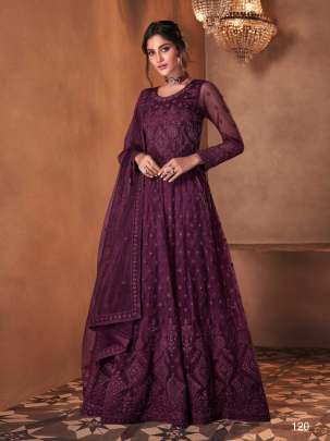 AASHIRWAD SAYURI MAJESTY BUTTERFLY NET SALWAR SUIT DN 120 WINE