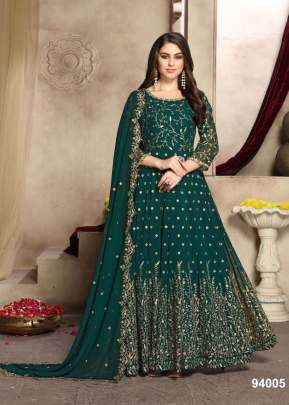 Aanaya Heavy Faux Georgette With Embroidery Work Anarkali Suit More Peach Color DN 94005