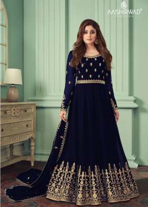 Aashirwad Creation Alizza Fashionable Anarkali Gown Blue Color DN 8526