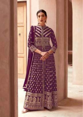 Aashirwad Creation Ananya Heavy Faux Georgette With Embroidery Sequence Work Anarkali Salwar Kameez Wine Color DN 9451