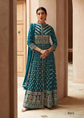 Aashirwad Creation Ananya Heavy Faux Georgette With Sequence Embroidery Work Anarkali Suit Rama Color DN 9452