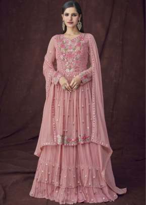 Aashirwad Creation Gulkayra Heavy Faux Georgette Sharara Suit Light Pink Color DN 7107