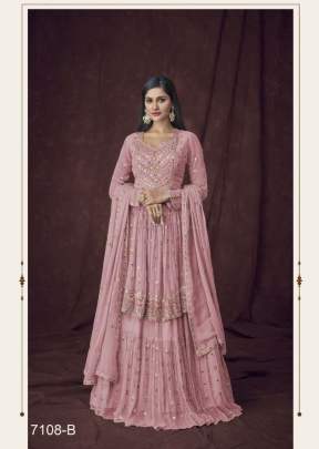 Aashirwad Creation Gulkayra  Heavy Faux Georgette Designer Suit Pink Color DN 7108