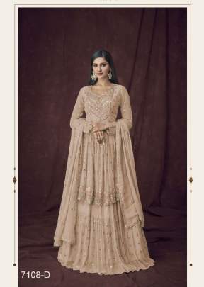 Aashirwad Creation Gulkayra  Heavy Faux Georgette Designer Suit Cream Color DN 7108