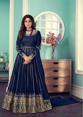 Aashirwad Creation Gulnar Faux Georgette Anarkali Suit Nevy Blue Color DN 8544