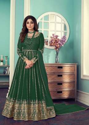 Aashirwad Creation Gulnar Faux Georgette Anarkali Suit Green Color DN 8544