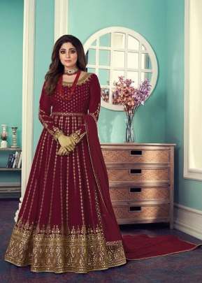 Aashirwad Creation Gulnar Faux Georgette Anarkali Suit Maroon Color DN 8544