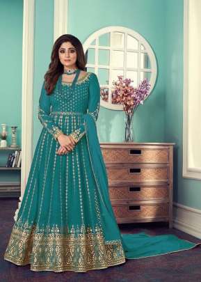 Aashirwad Creation Gulnar Faux Georgette Anarkali Suit Rama Color DN 8544