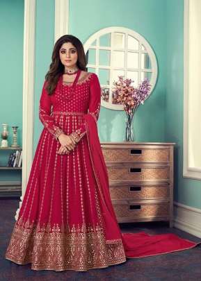 Aashirwad Creation Gulnar Faux Georgette Anarkali Suit Red Color DN 8544