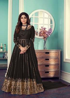 Aashirwad Creation Gulnar Faux Georgette Anarkali Suit Black Color DN 8544