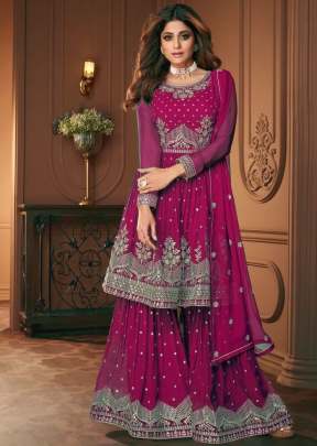 Aashirwad Creation Heroine Booming Georgette Sharara Suit Rani Color DN 8696