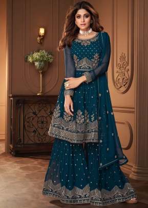 Aashirwad Creation Heroine Booming Georgette Sharara Suit Rama Color DN 8696