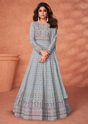 Aashirwad Creation Khaas Heavy Georgette With Embroidery Work Anarkali Gown Grey Color DN 9217