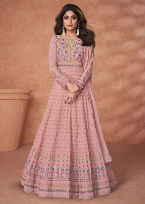 Aashirwad Creation Khaas Heavy Georgette With Embroidery Work Anarkali Gown Light Peach Color DN 9217