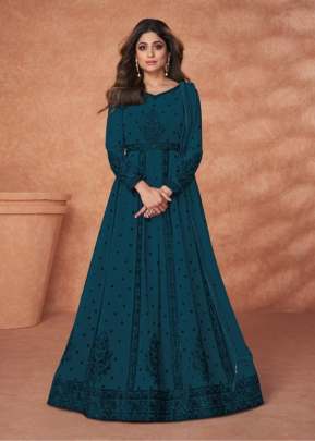 Aashirwad Creation Khass Heavy Georgette With Embroidery Work Anarkali Suit Teal Color DN 9216