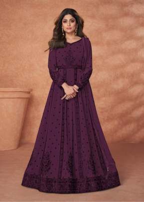 Aashirwad Creation Khass Heavy Georgette With Embroidery Work Anarkali Suit Wine Color DN 9216