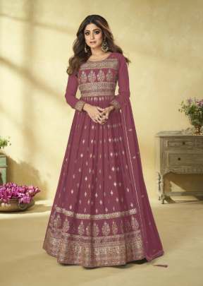 Aashirwad Creation Saarang Heavy Faux Georgette Anarkali Salwar Suit Red Glow Color DN 9190